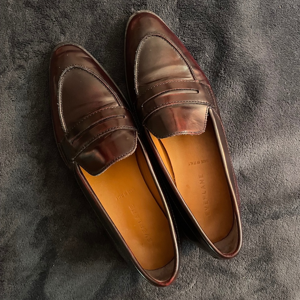 Everlane Burgundy Leather Penny Loafers